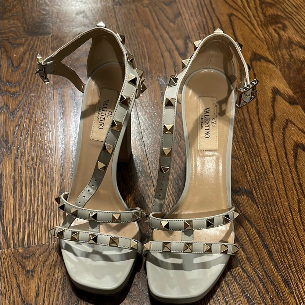 Valentino Cream Studded Strappy Heels
